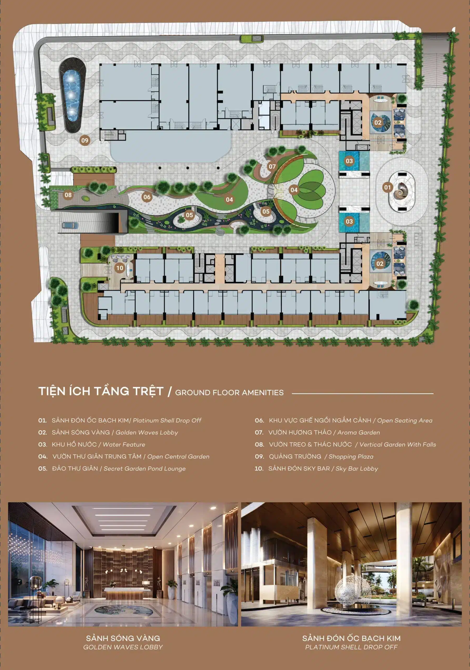 Mặt Bằng Tầng Trệt – Sảnh Và Thương Mại